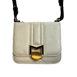 Treesje Ivory & Black Textured Leather Crossbody Bag w/ Gold Hardware, NWOT